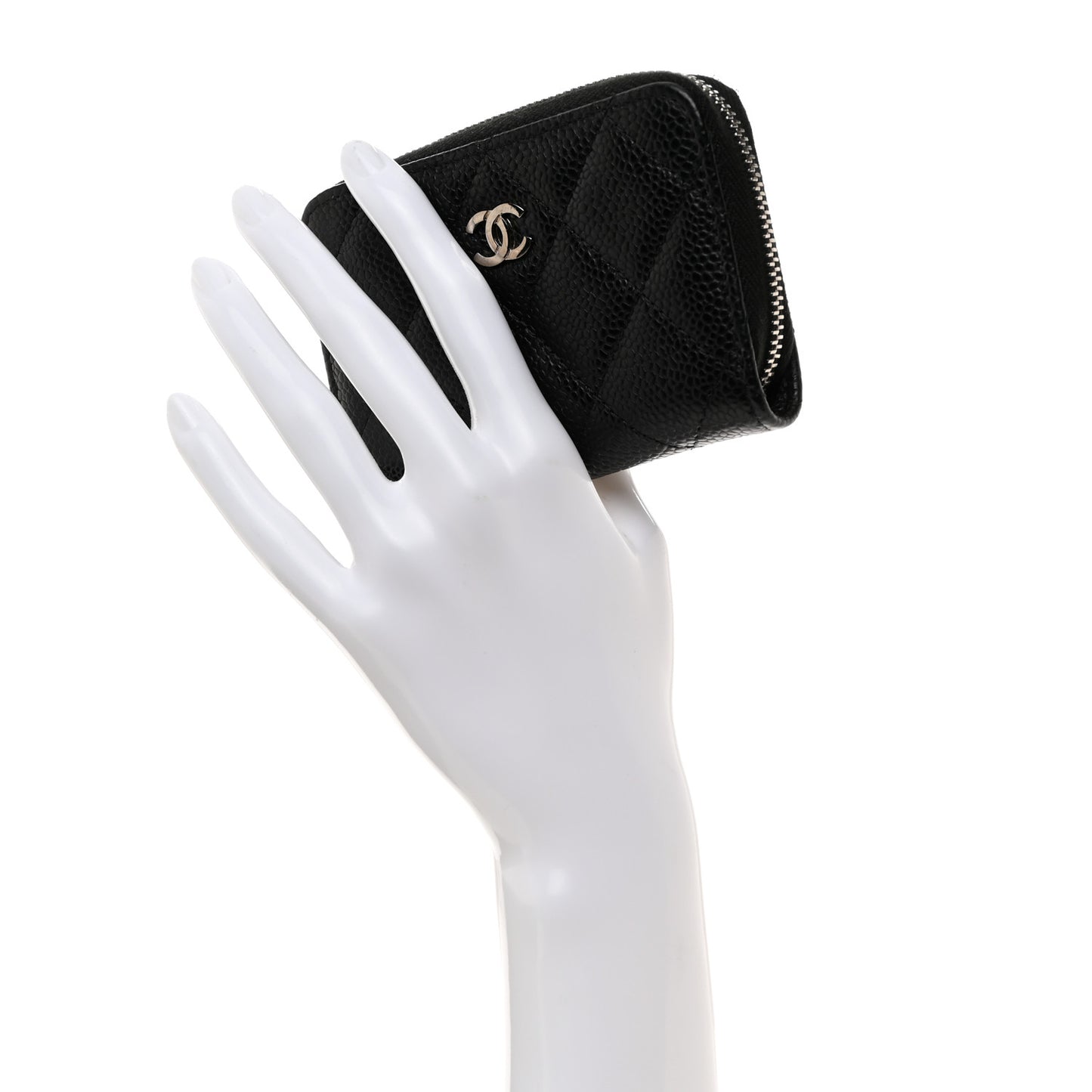 Caviar Quilted Zip Coin Purse Black