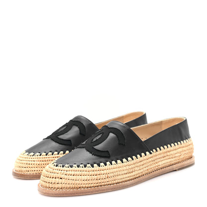 Chanel Lambskin Grosgrain Espadrilles 39 Navy Black 4 of 10
