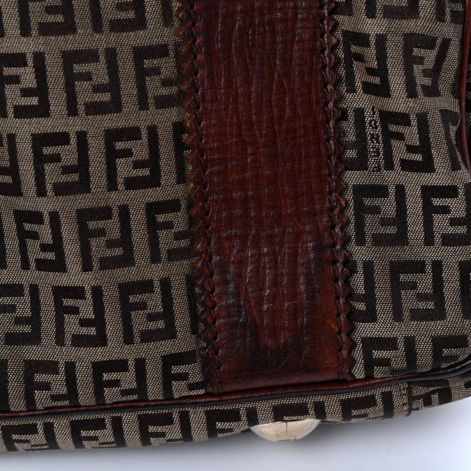 Fendi Zucchino Vitello Shopping Tote Mogano Panna Bruciato 10 of 14