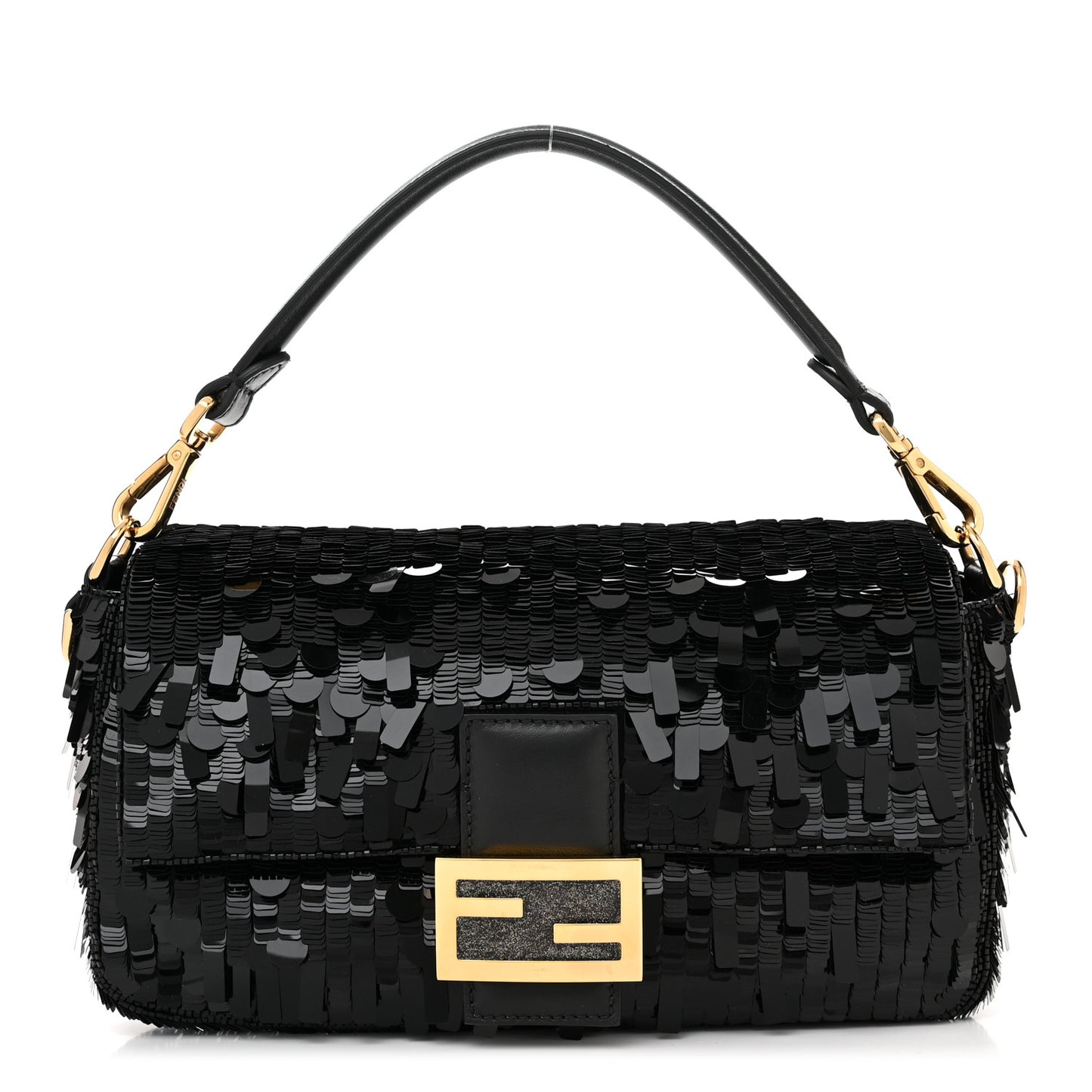 Sequin Paillettes Shiny Nappa Sex and the City Baguette Black