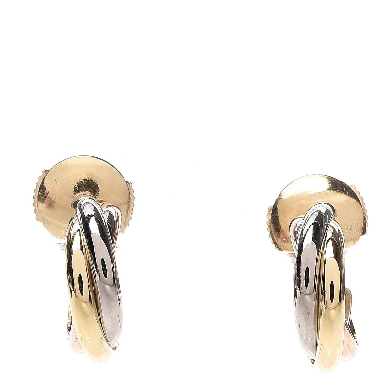 Cartier 18K Pink Yellow White Gold Small Trinity Hoop Earrings 1 of 5