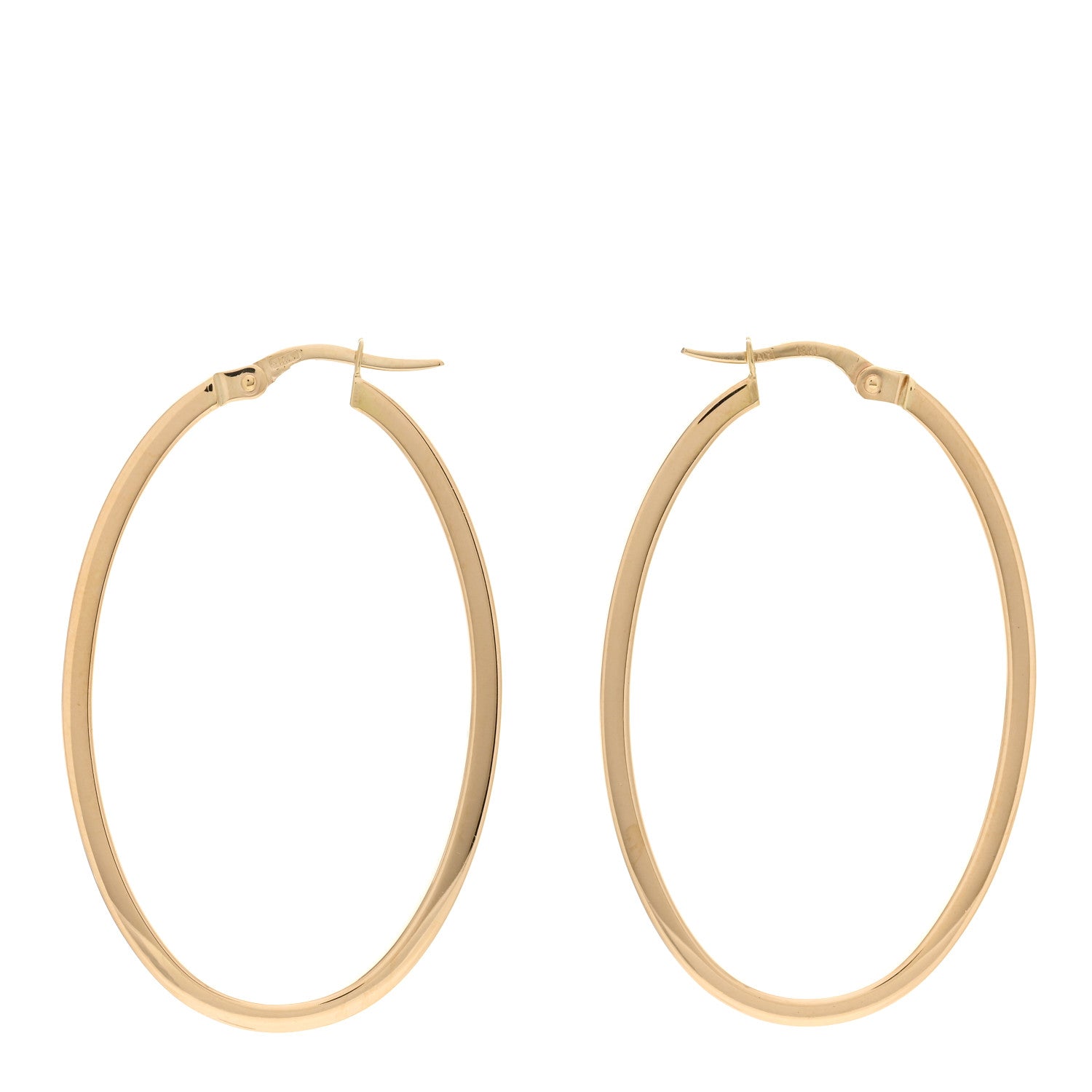 Roberto Coin 18K Yellow Gold Large Squared Edged Oval Hoop Earrings 3 of 4