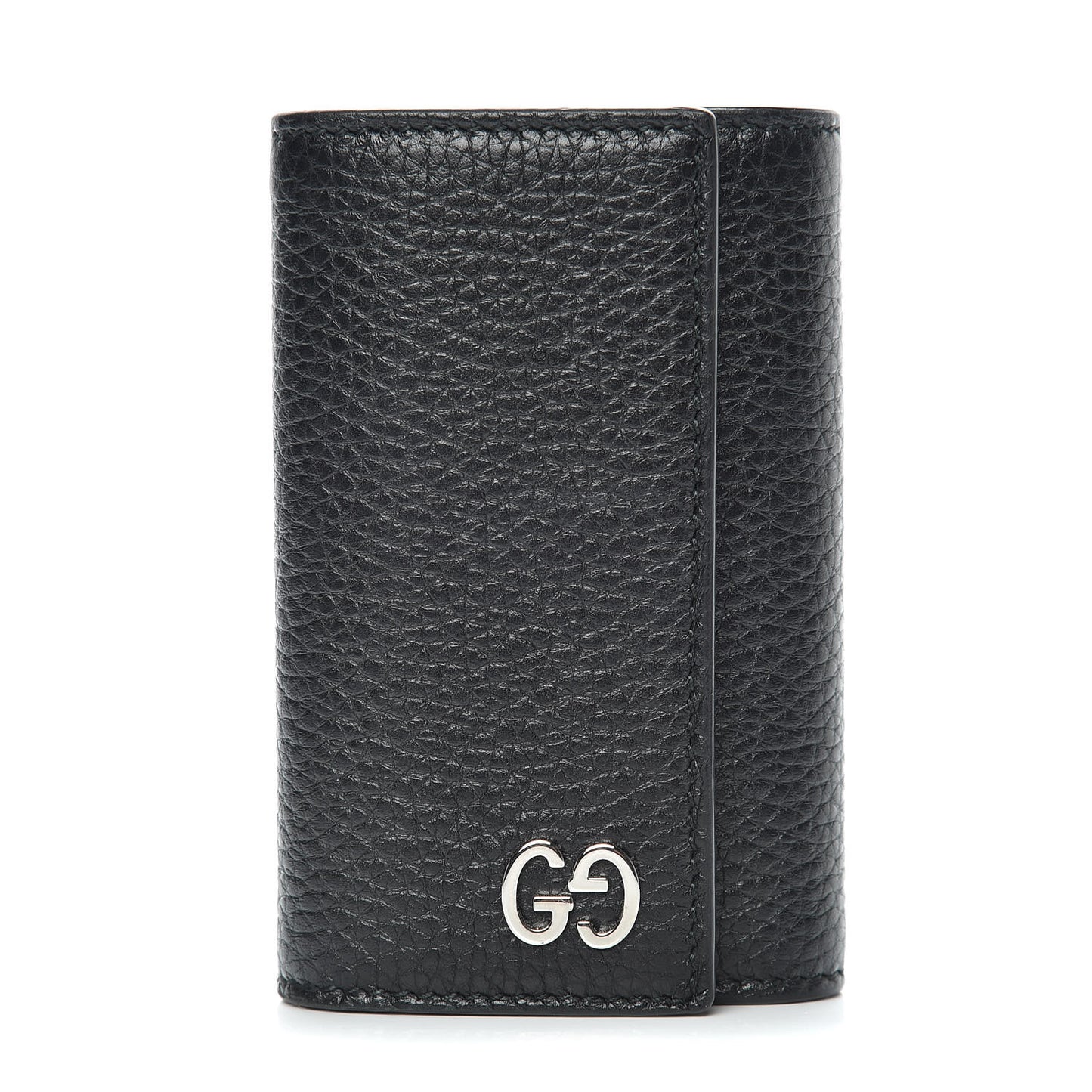Pebbled Calfskin Dorian 6 Key Holder Case Black