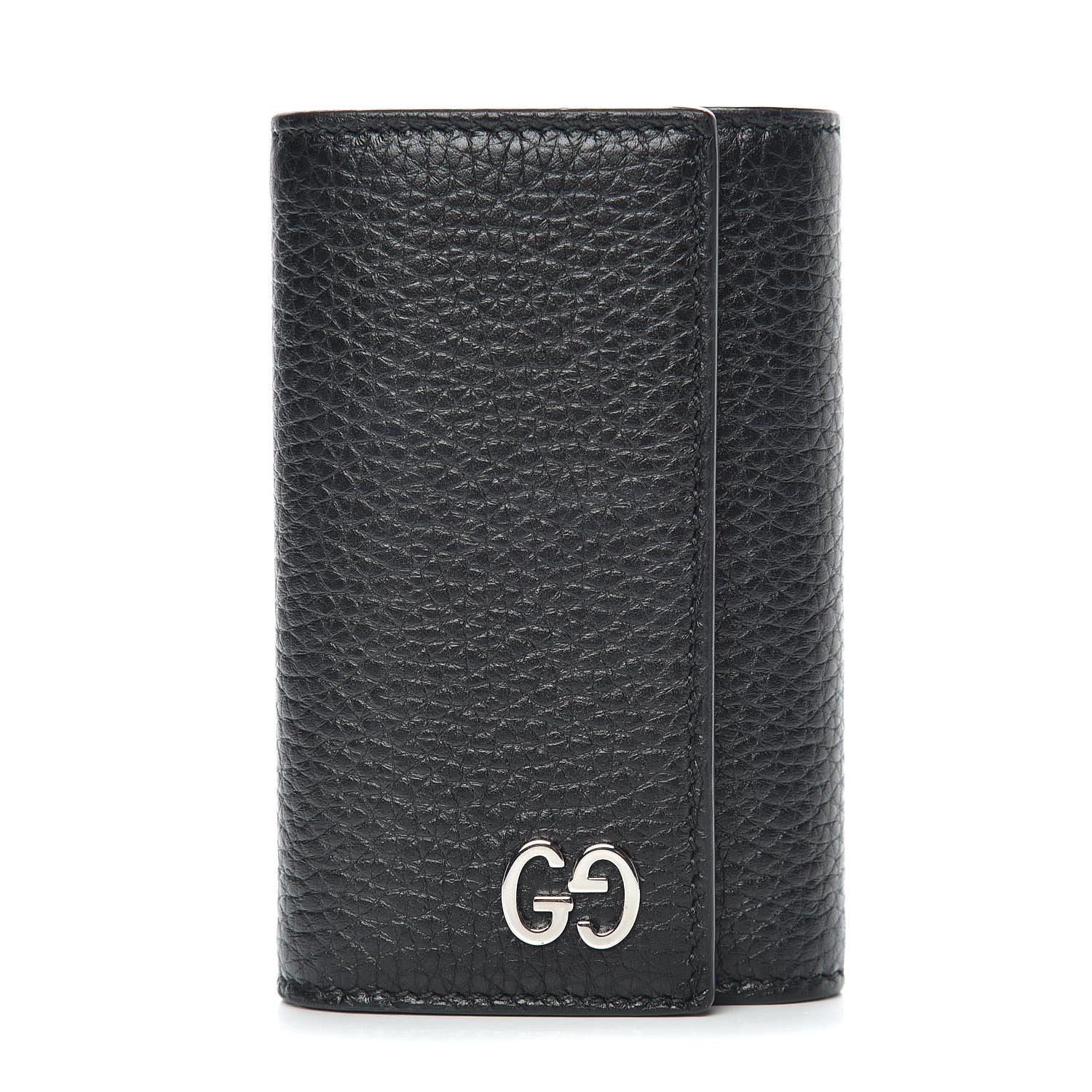Gucci Pebbled Calfskin Dorian 6 Key Holder Case Black 1 of 7