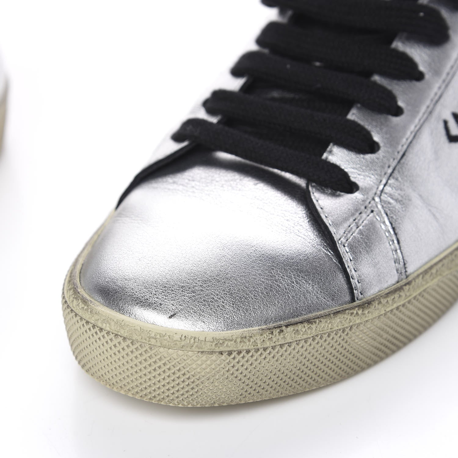Saint Laurent Calfskin Court Classic Sneakers 38.5 Silver 6 of 8