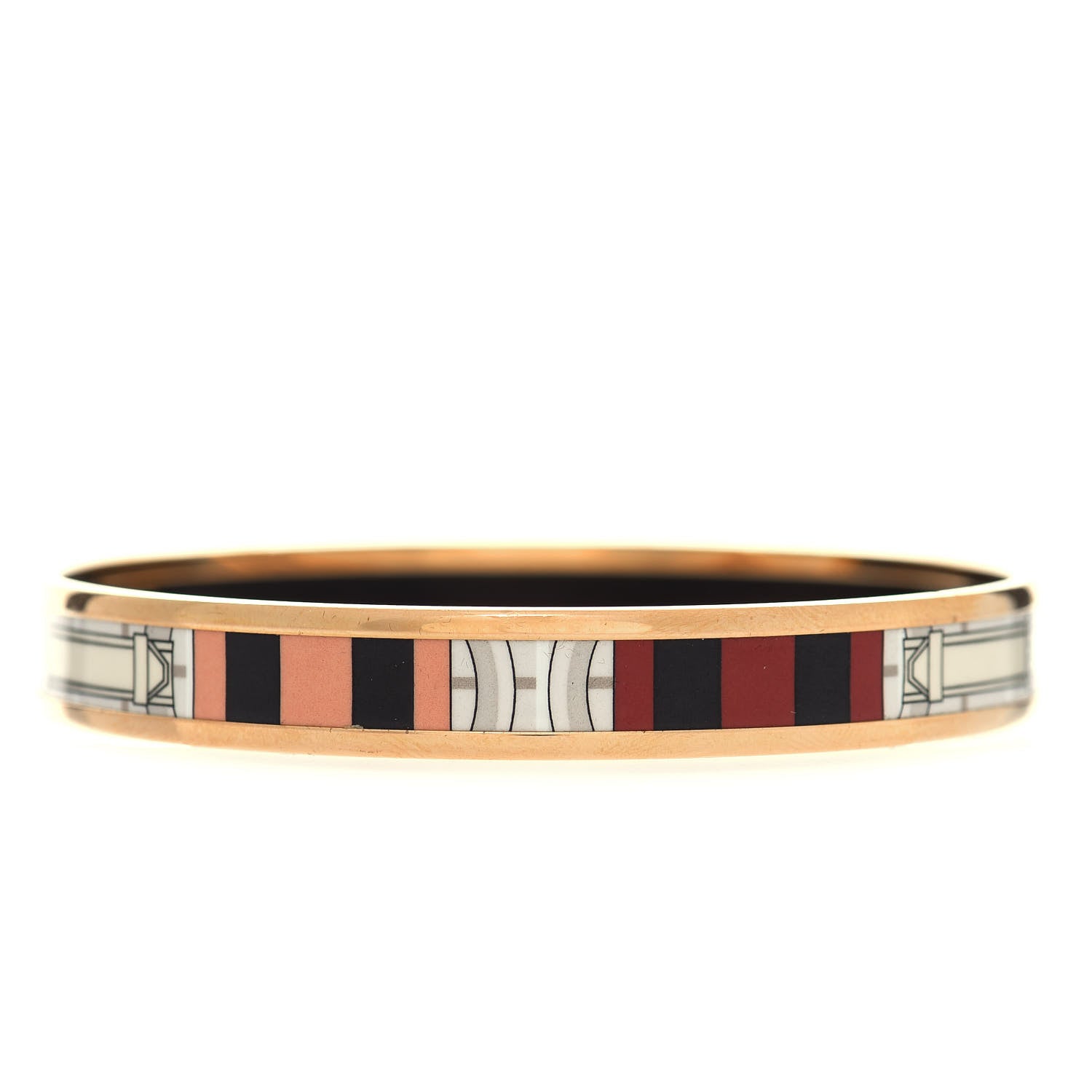 Hermes Enamel Printed Narrow Sellier Bracelet 70 Black 3 of 6