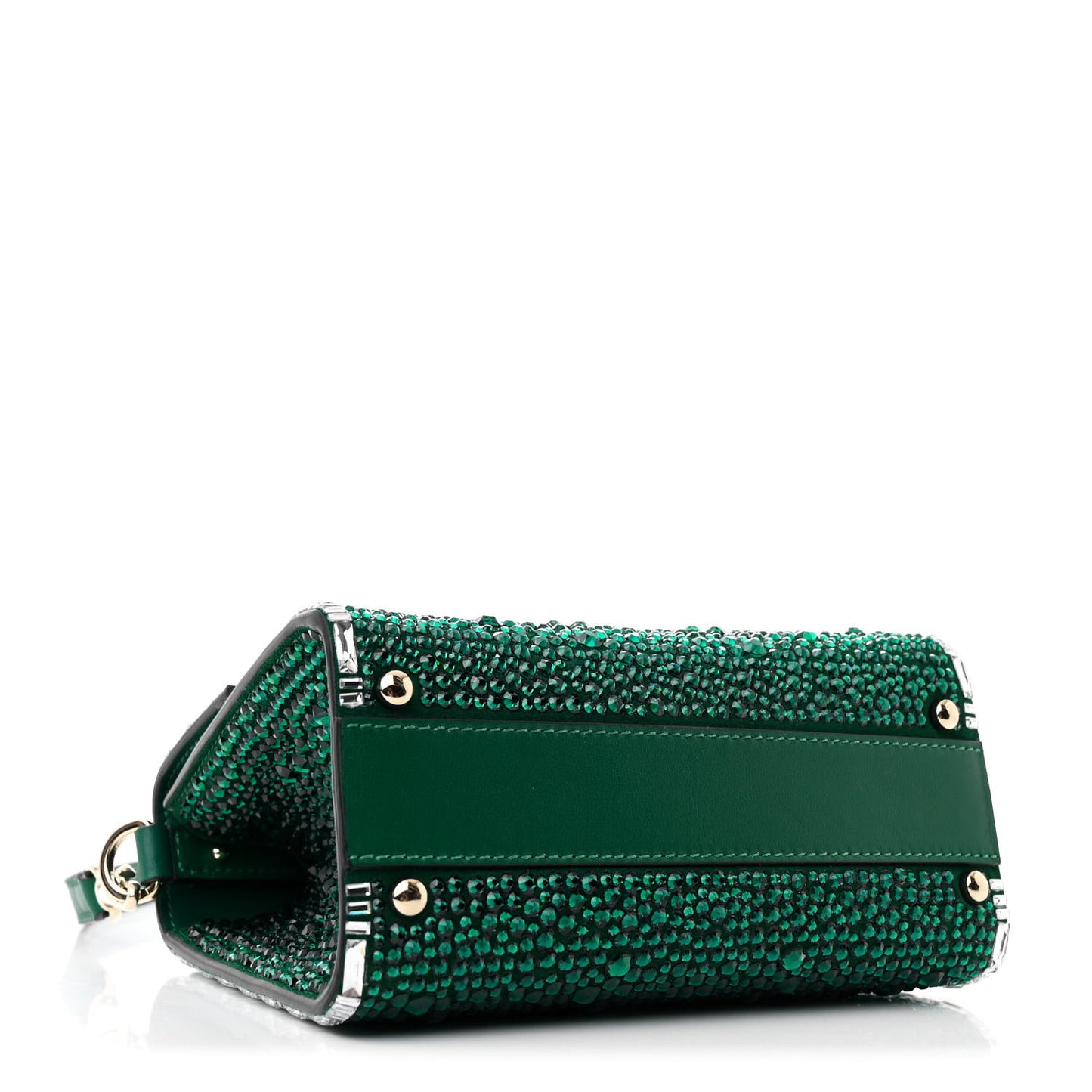 Crystal Embroidered Mini Vsling Top Handle Bag Emerald Jungle