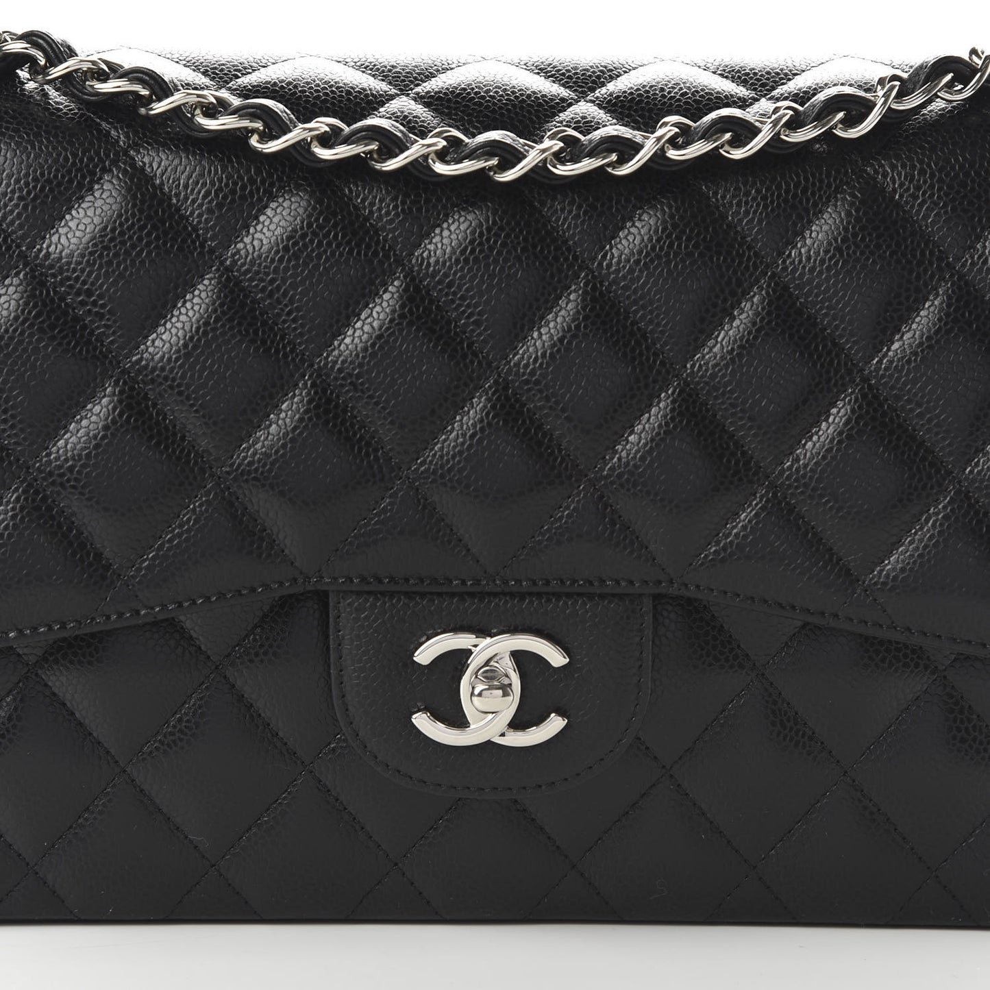 Caviar Quilted Jumbo Double Flap Black