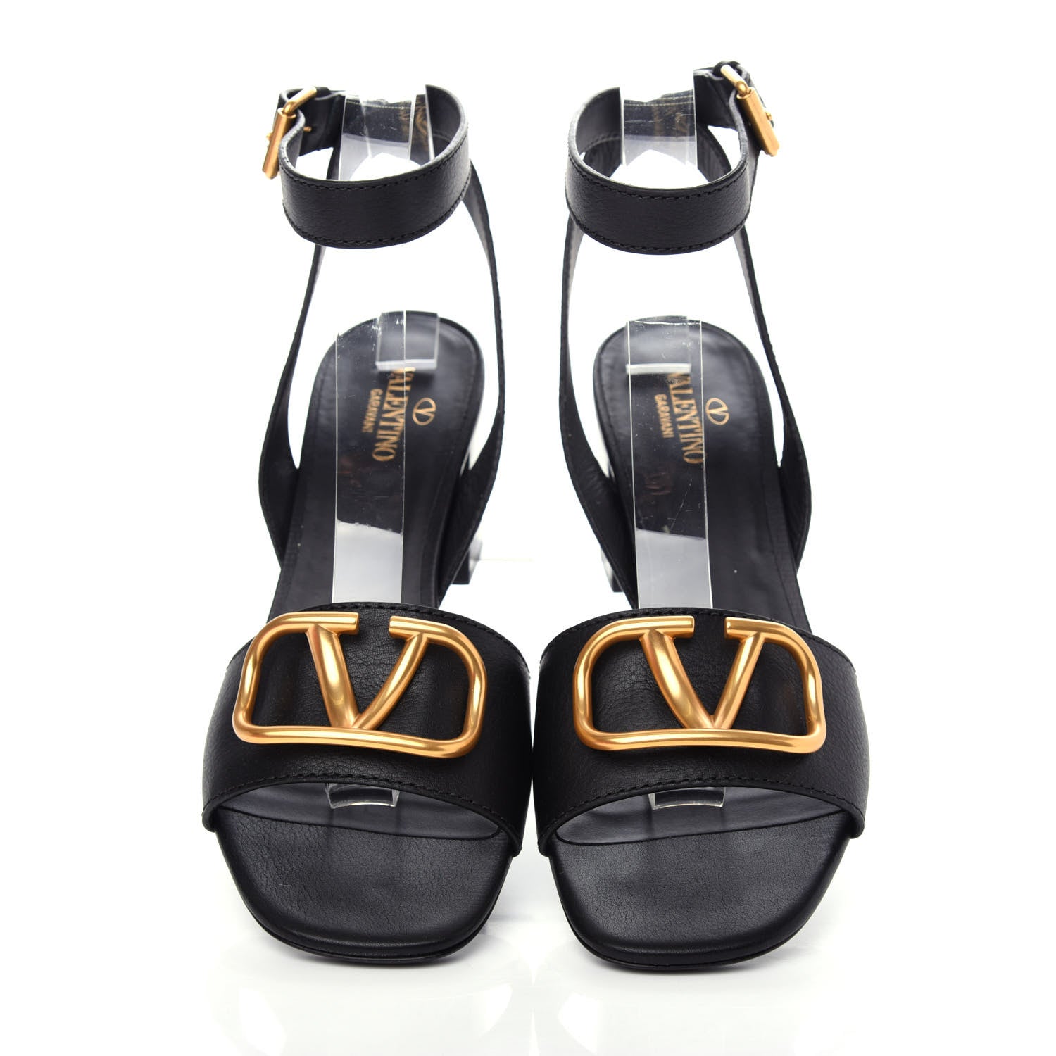 Valentino Garavani Grainy Cowhide VLogo 60mm Sandals 41 Black 5 of 10