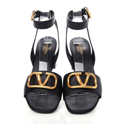 Valentino Garavani Grainy Cowhide VLogo 60mm Sandals 41 Black 5 of 10