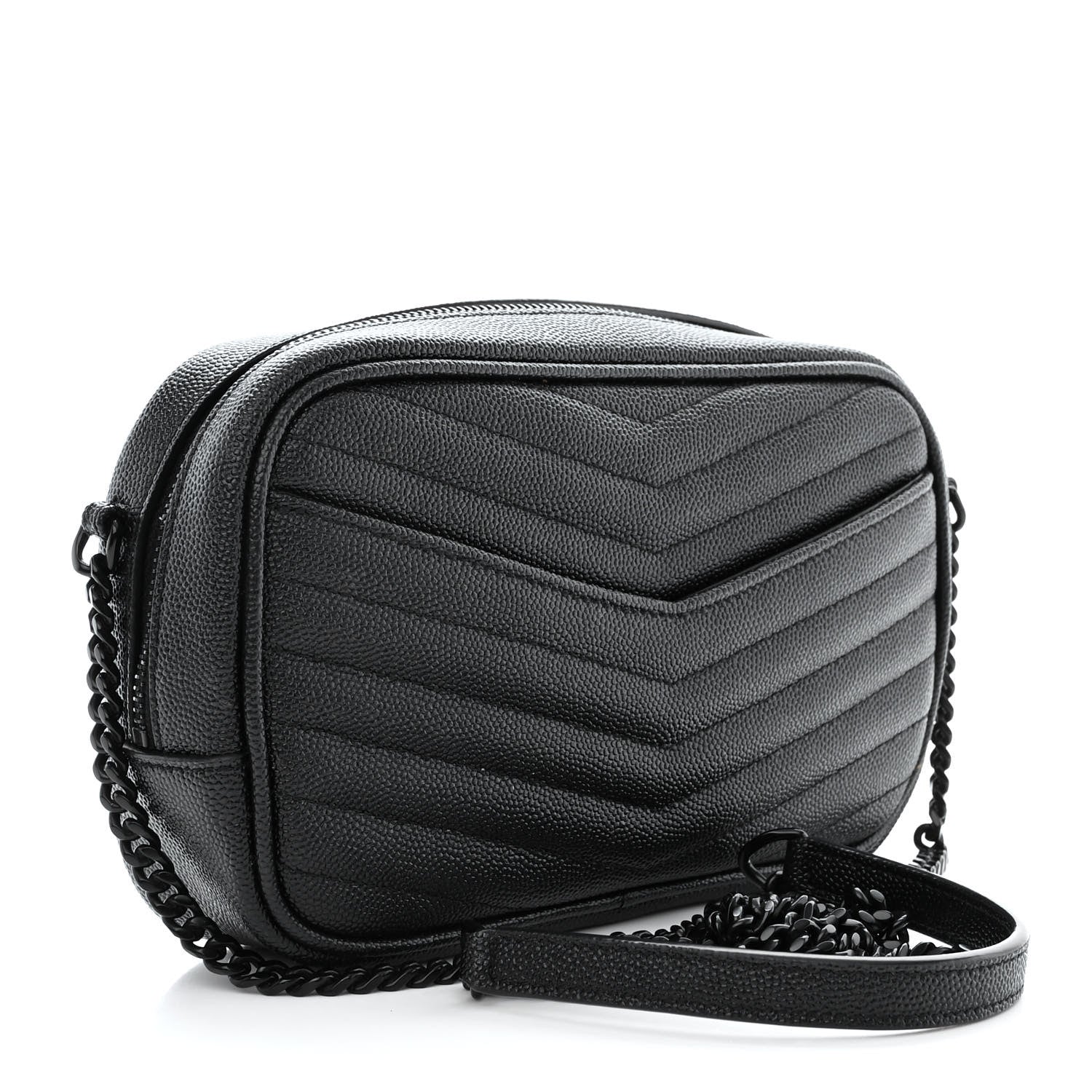 Saint Laurent Grain De Poudre Matelasse Monogram Mini Lou Camera Bag Black 3 of 10