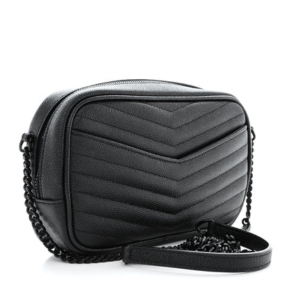 Saint Laurent Grain De Poudre Matelasse Monogram Mini Lou Camera Bag Black 3 of 10