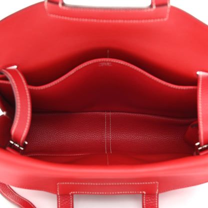 Hermes Taurillon Clemence Verso Halzan 31 GM Rouge Casaque Vermillion 5 of 13