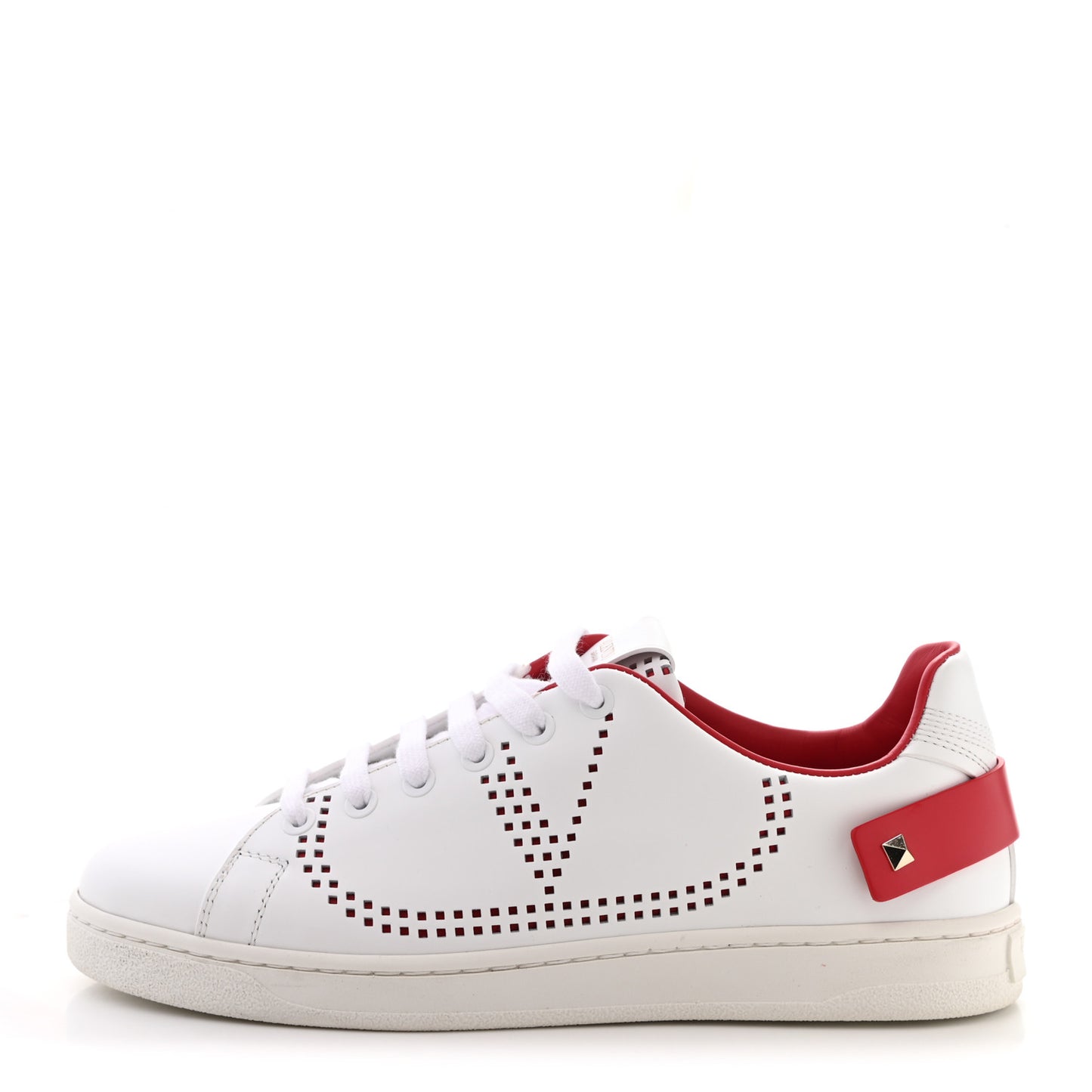 Calfskin Womens Backnet Sneakers 37 White Rosso Valentino