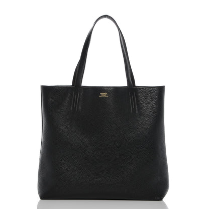 Hermes Taurillon Clemence Double Sens 45 Reversible Tote Black Ebene 5 of 7