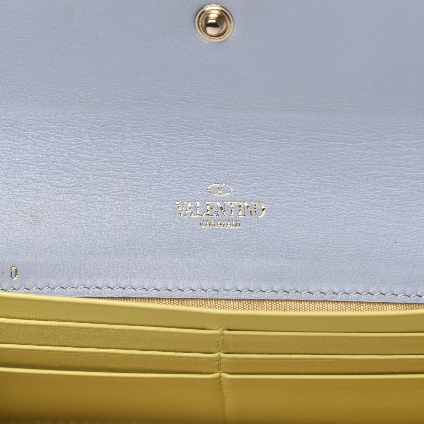 Calfskin Watercolor Rockstud Wristlet Wallet Rose Green Yellow Sky