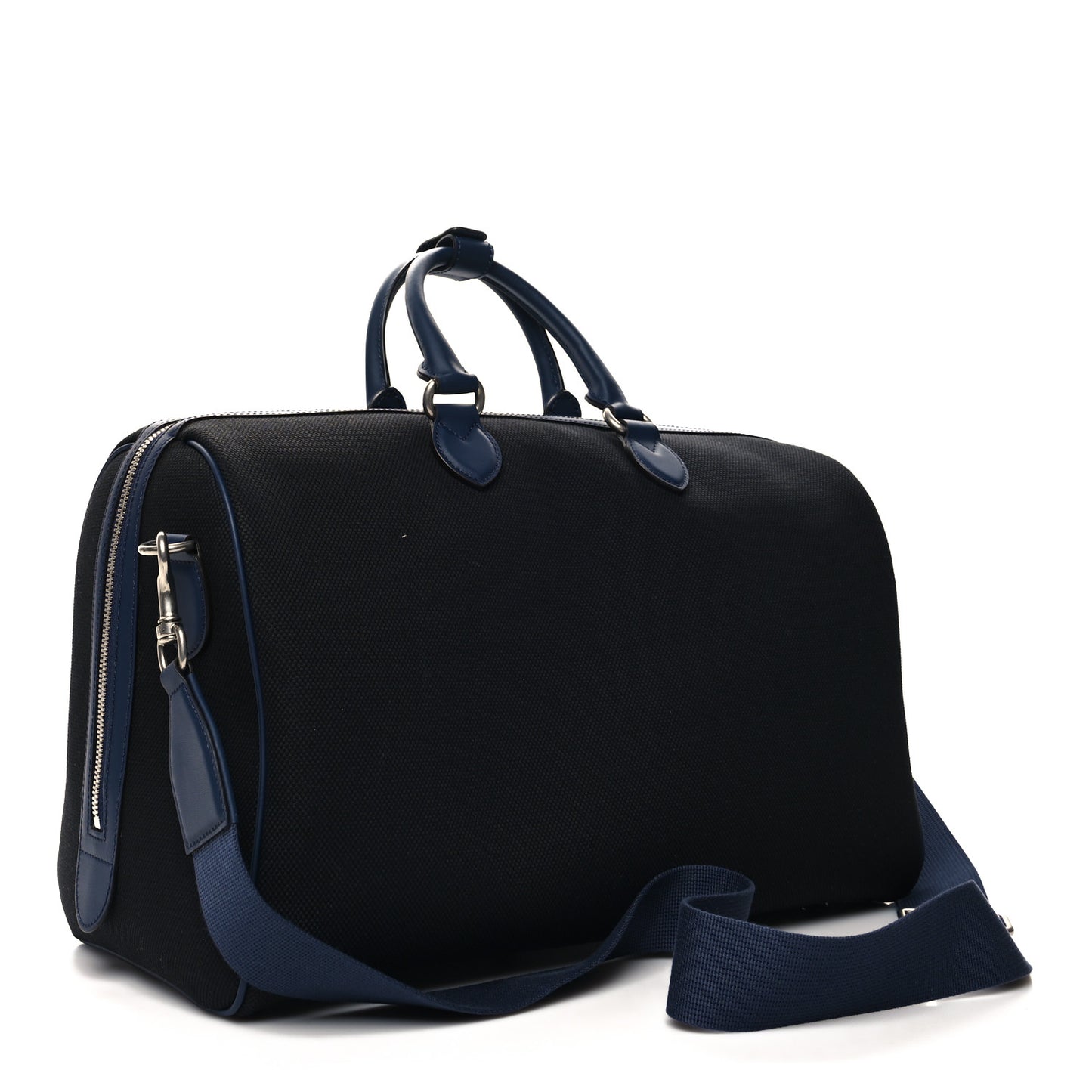 Canvas Calfskin Gucci Print Logo Large Duffle Bag Blue