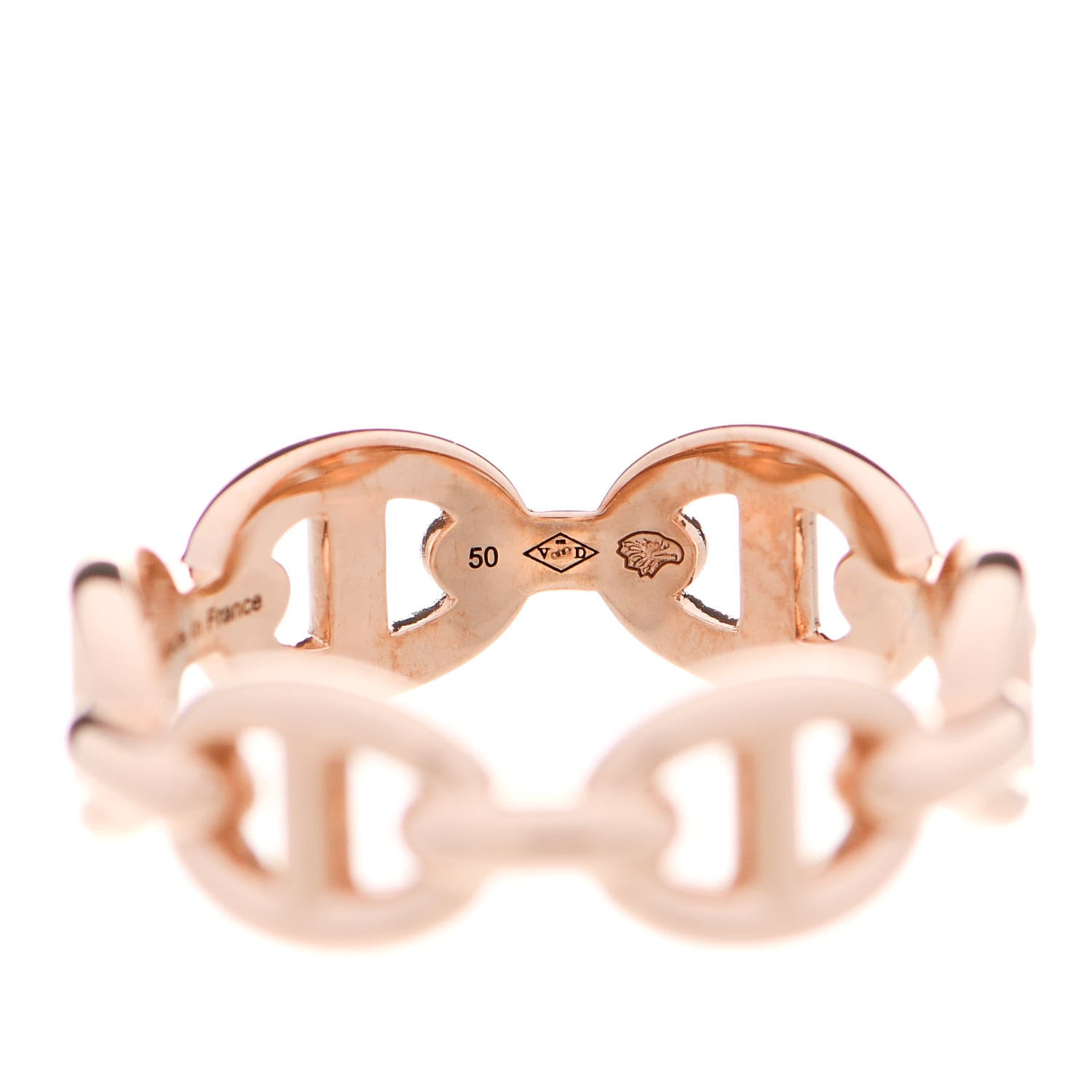Hermes 18K Rose Gold PM Chaine D'Ancre Enchainee Ring 50 5.25 6 of 8