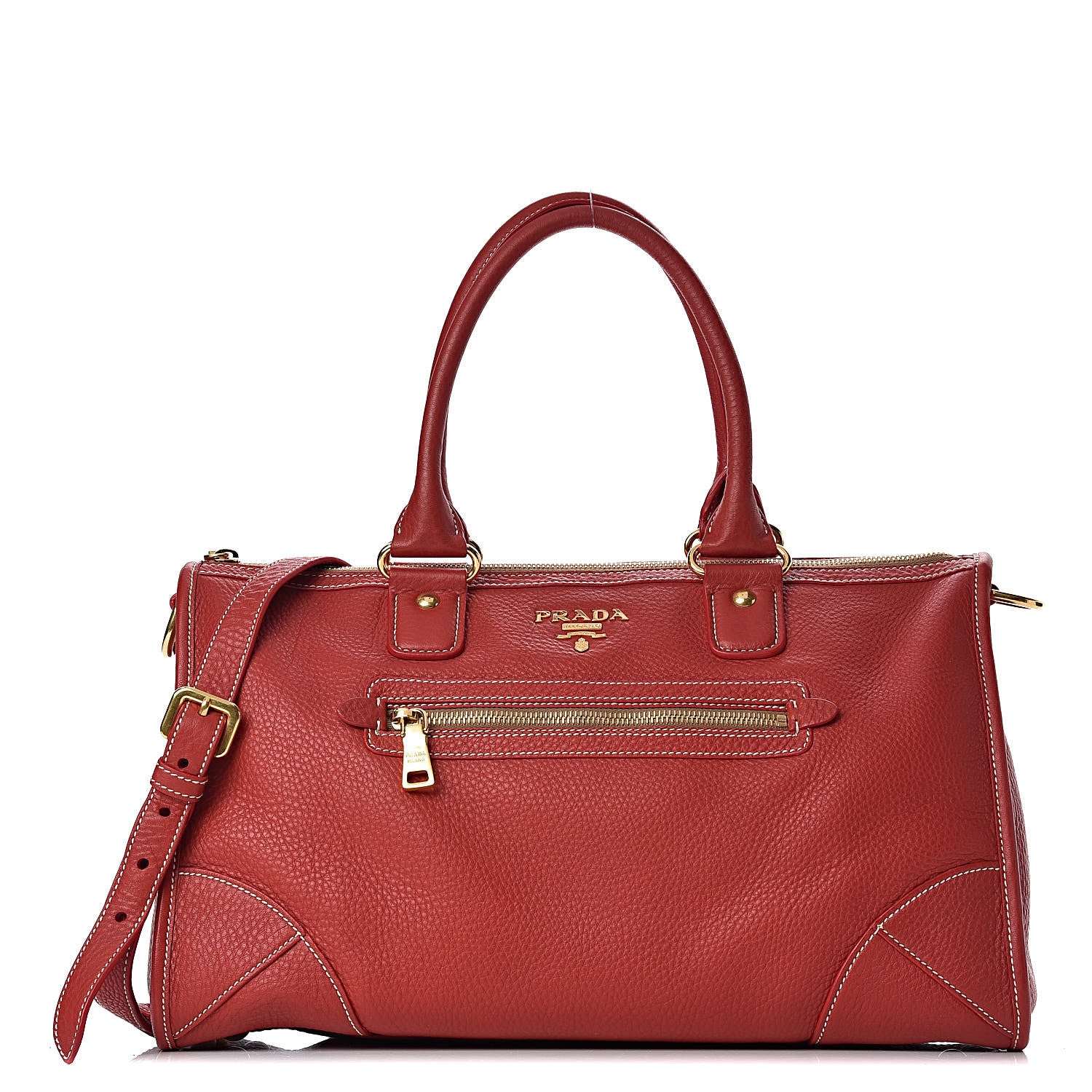 Prada Vitello Daino Satchel Fuoco 1 of 13
