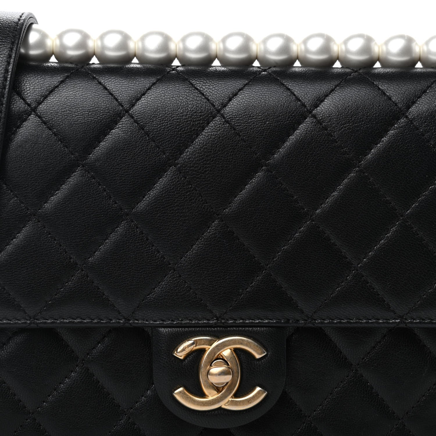 Chanel Lambskin Quilted Small Chic Pearls Flap Black 8 of 13