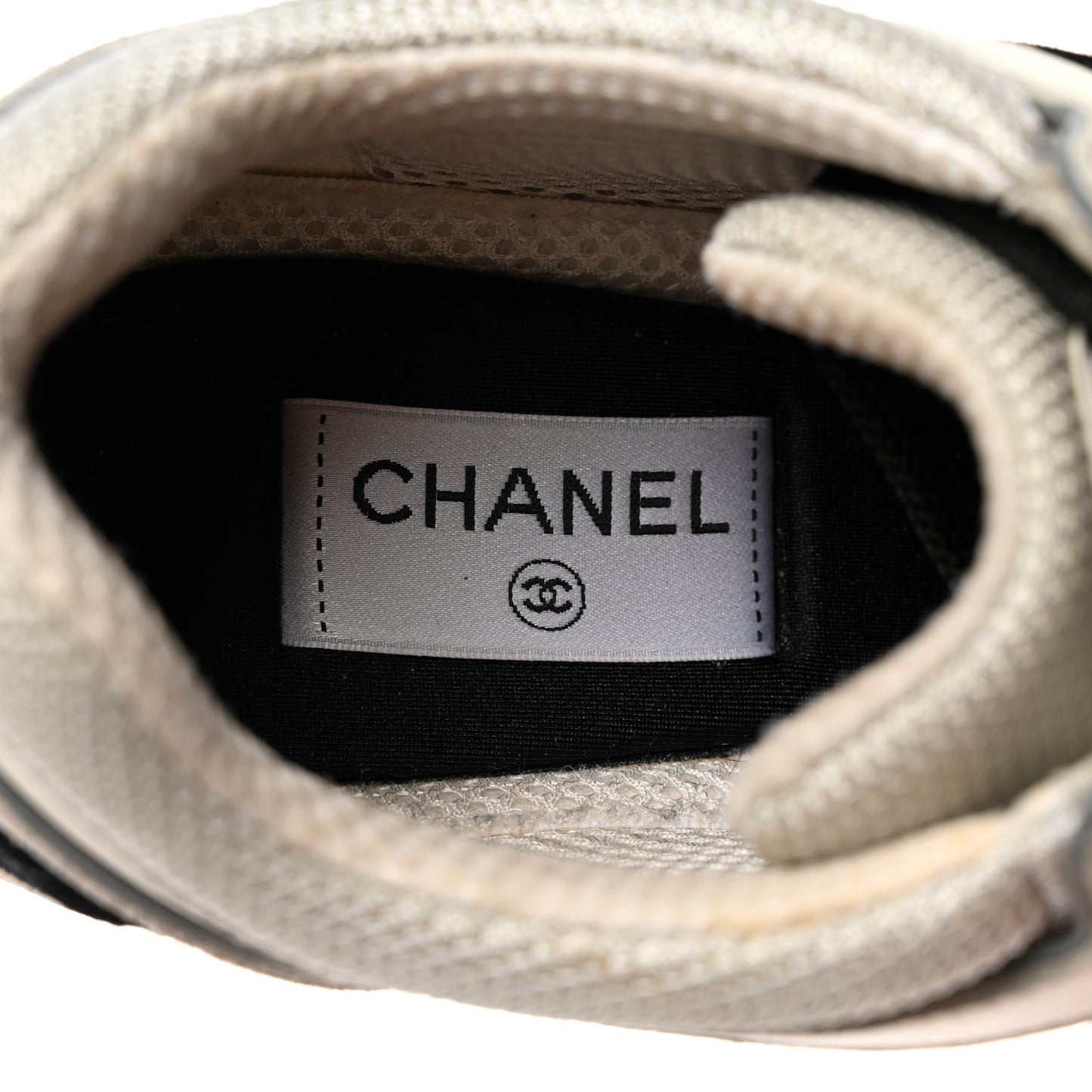 Calfskin Fabric Womens CC Sneakers 39.5 Black White Silver