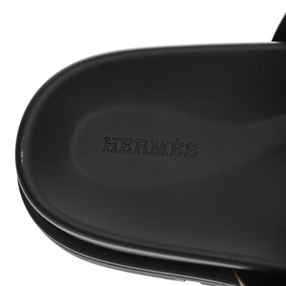 Hermes Calfskin Mens Chypre Sandals 43 Naturel Safari Black 6 of 8