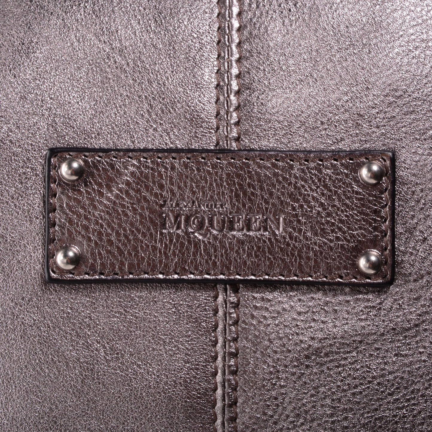 Metallic Leather Large De Manta Tote Dark Silver