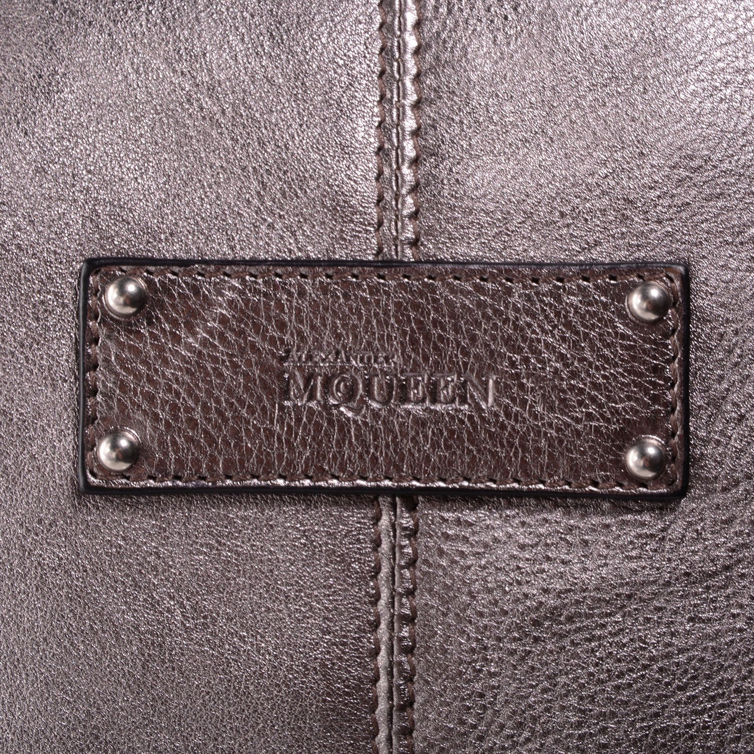 Alexander McQueen Metallic Leather Large De Manta Tote Dark Silver 4 of 7