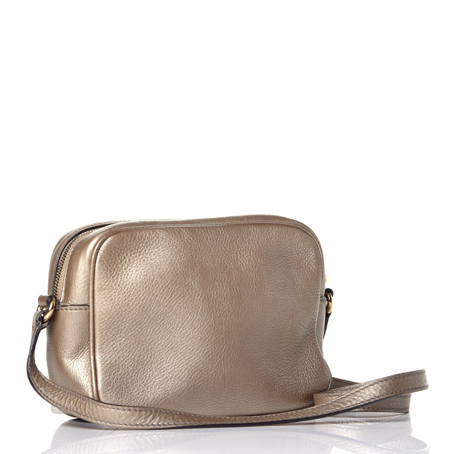 Gucci Metallic Pebbled Calfskin Small Soho Disco Bag Golden Beige 3 of 9