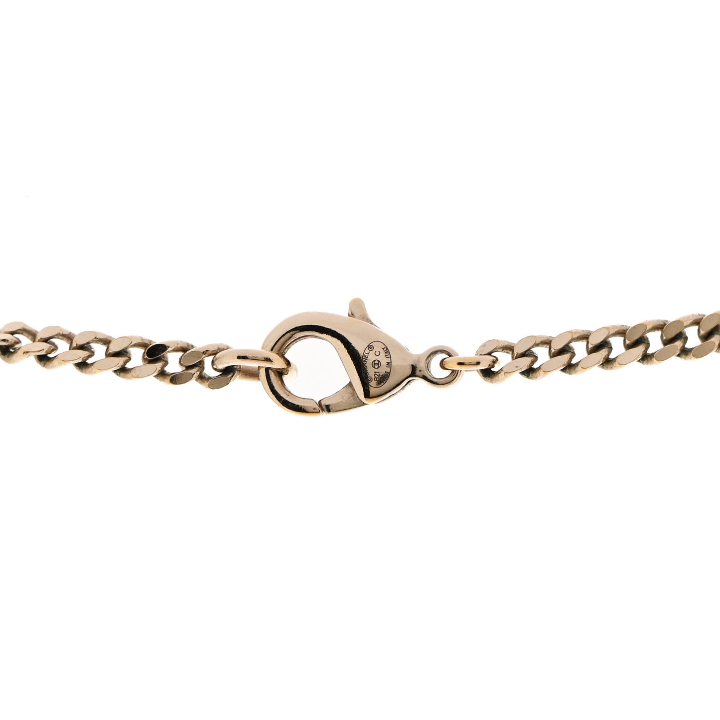 Crystal Dog Tag Charm Necklace Gold