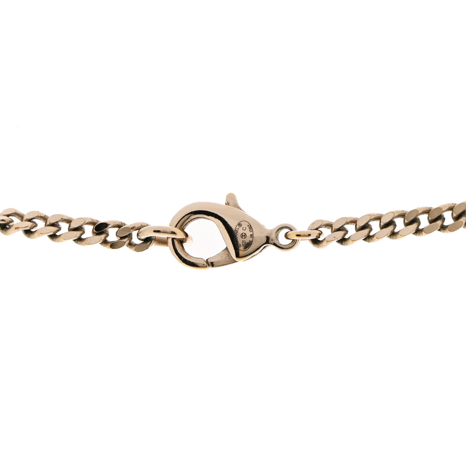 Chanel Crystal Dog Tag Charm Necklace Gold 6 of 7