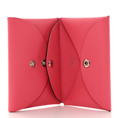 Hermes Epsom Calvi Duo Card Case Rose Azalee 5 of 7