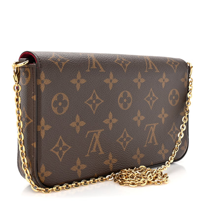 Louis Vuitton Monogram Pochette Felicie Chain Wallet Fuchsia 4 of 14