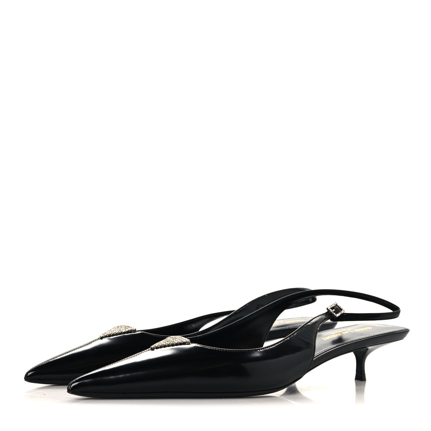 Saint Laurent Patent Crystal Cherish Slingback Pumps 39.5 Black 4 of 10