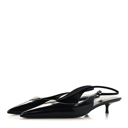 Saint Laurent Patent Crystal Cherish Slingback Pumps 39.5 Black 4 of 10
