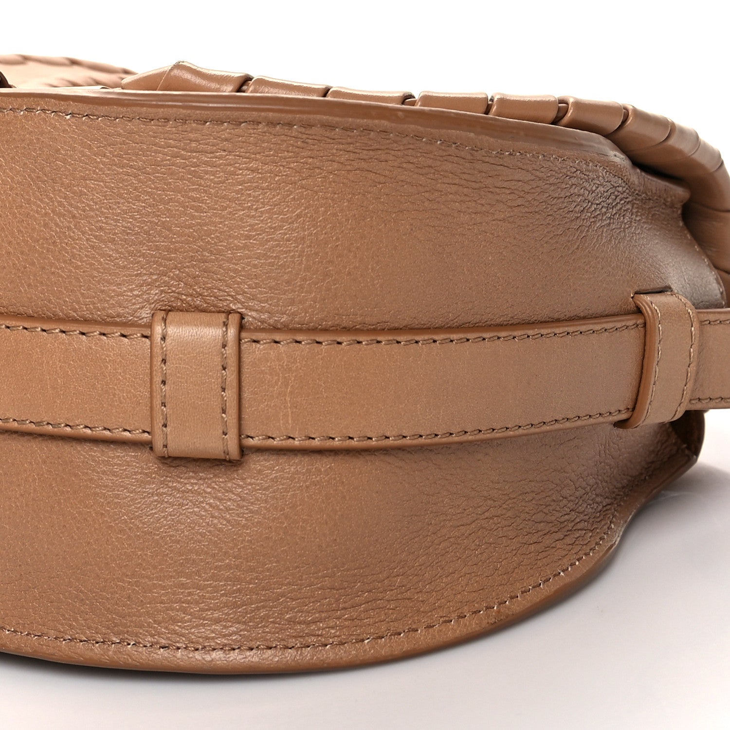 Chloe Calfskin Whipstitch Mini Marcie Round Crossbody Bag Light Tan 8 of 8