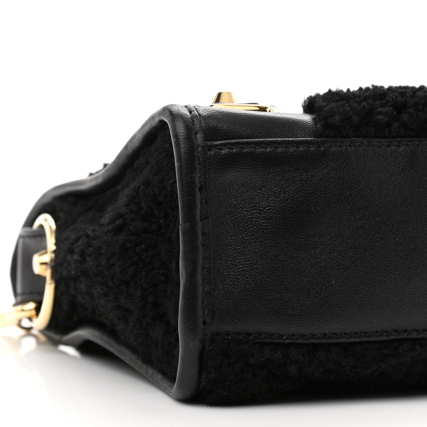 Balenciaga Shearling Gold Metallic Edge Hardware Mini City Black 10 of 11