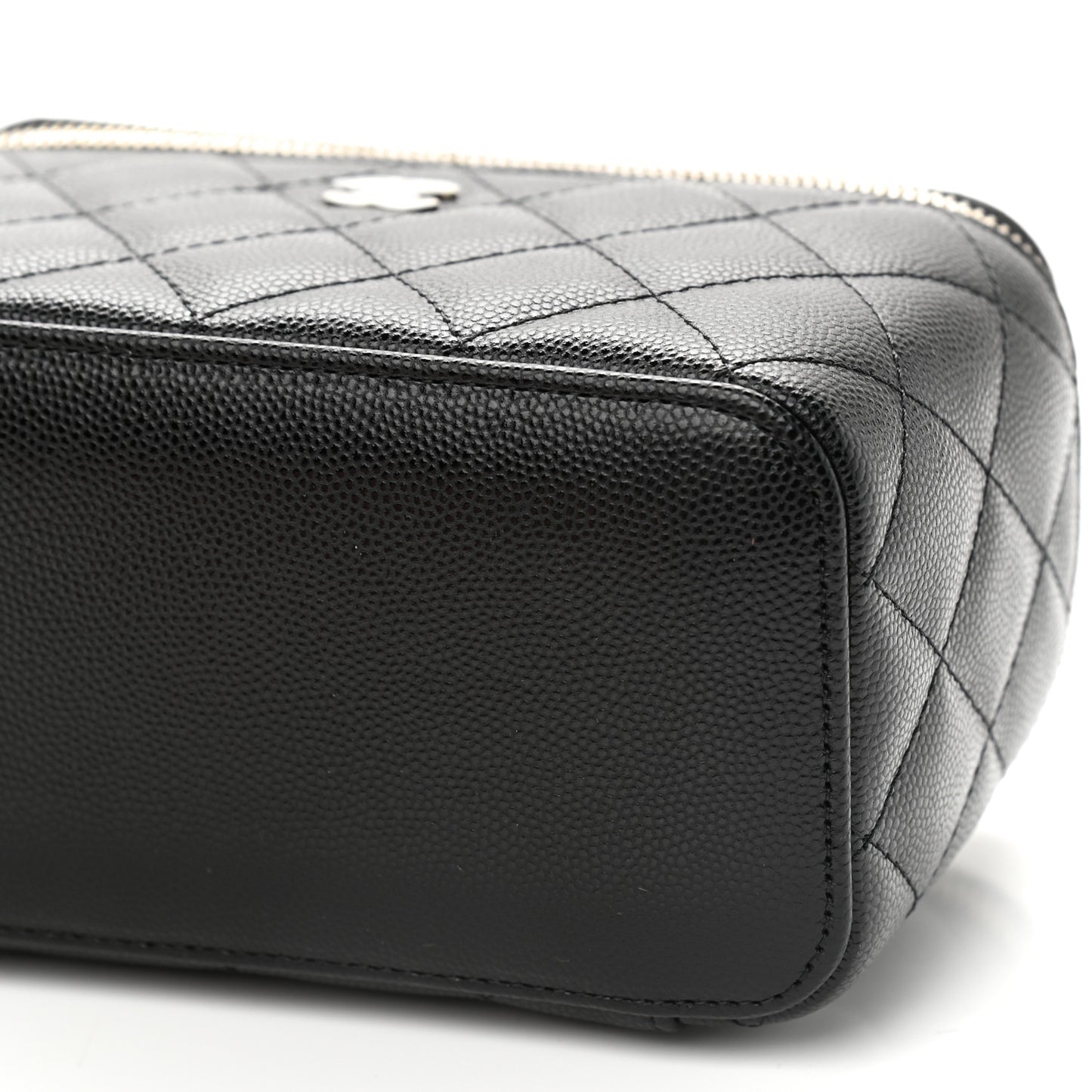 Caviar Quilted Small Vanity Case With Chain Black