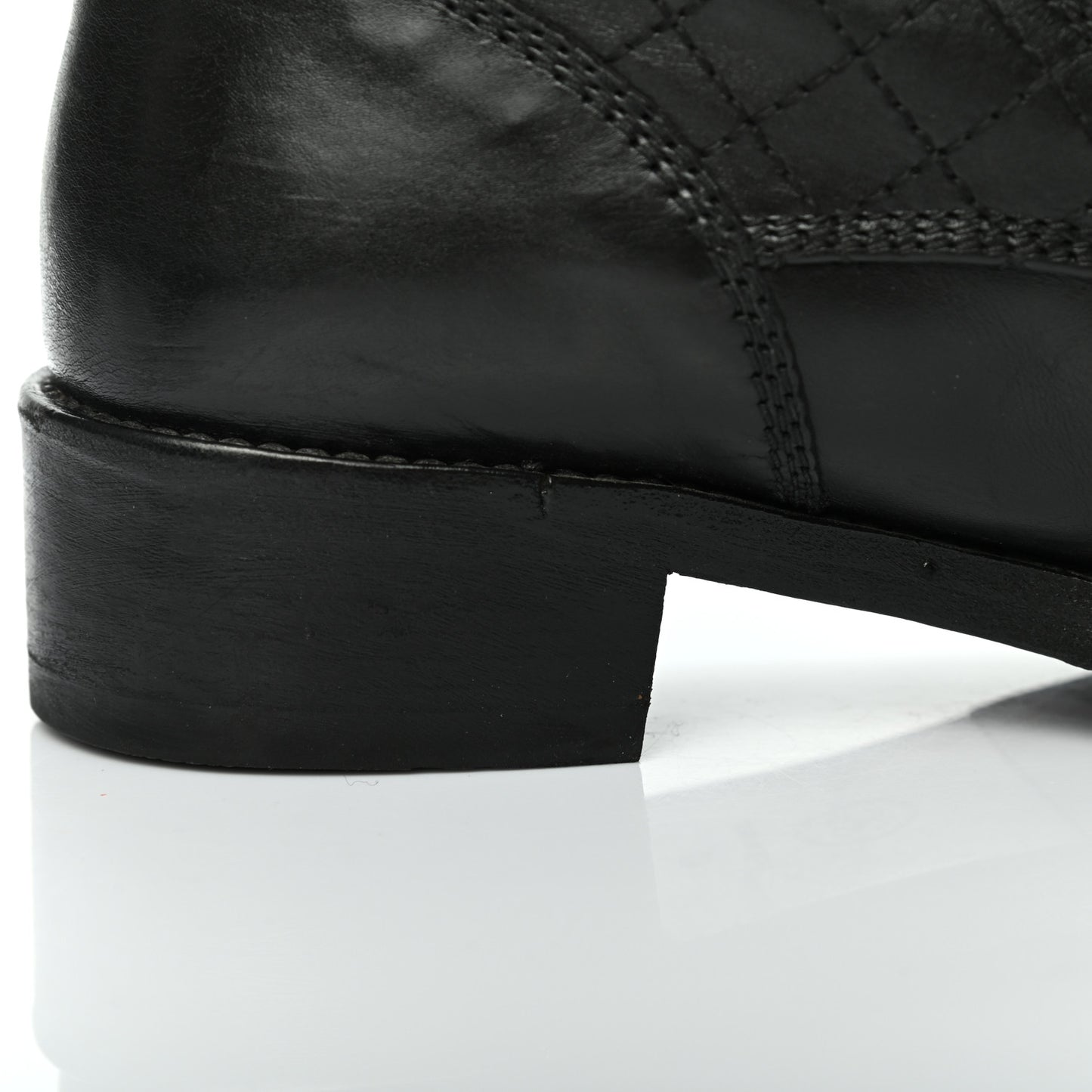 Calfskin Quilted Lace Up Combat Boots 40 Black