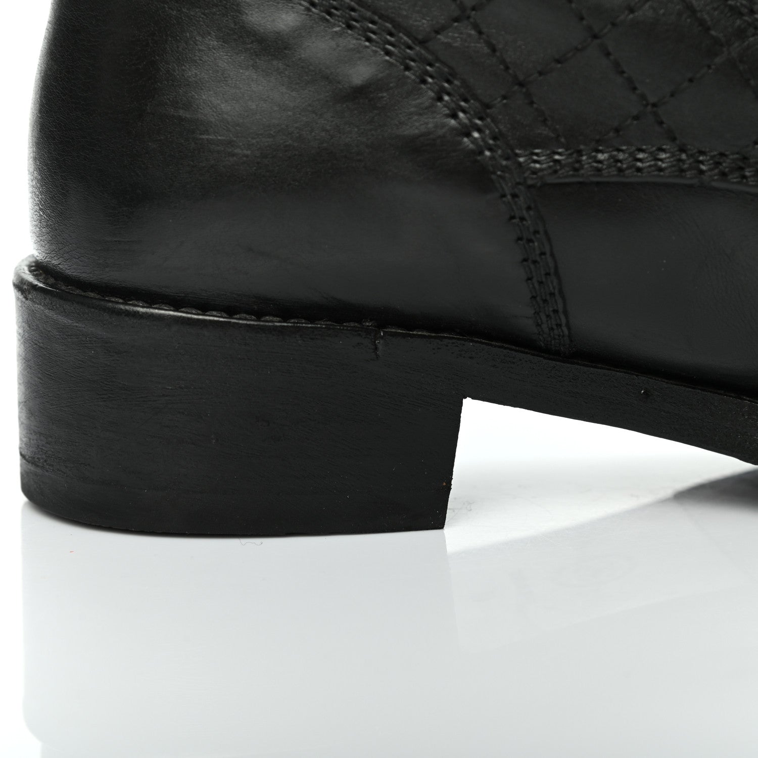 Chanel Calfskin Quilted Lace Up Combat Boots 40 Black 9 of 11