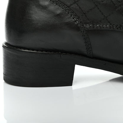 Chanel Calfskin Quilted Lace Up Combat Boots 40 Black 9 of 11