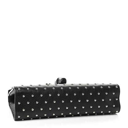 Gucci Calfskin Studded Medium Miss Bamboo Shoulder Bag Black 4 of 9