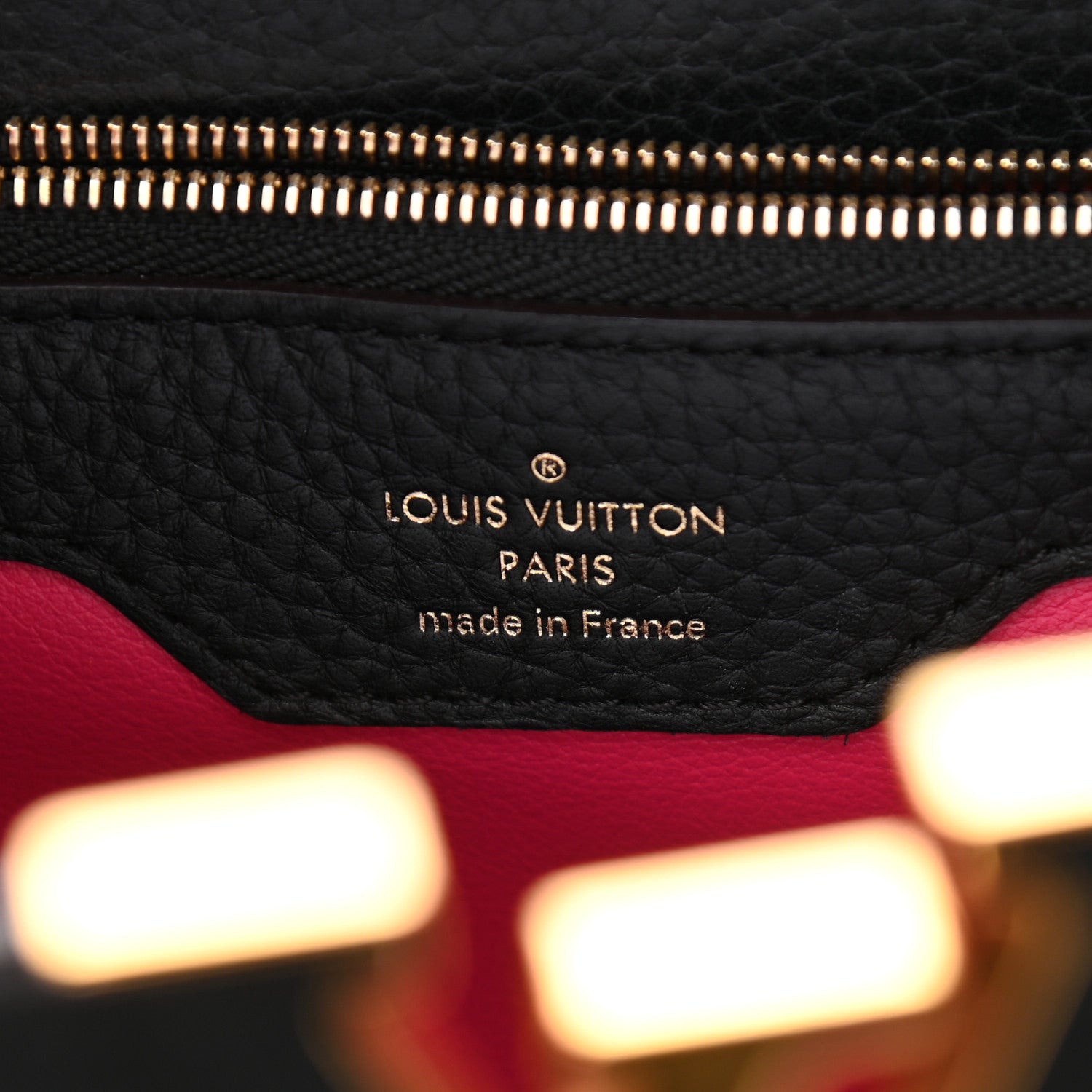 Louis Vuitton Taurillon Capucines MM Black Fuchsia 6 of 10