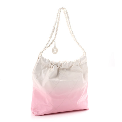 Chanel Patent Gradient Calfskin Quilted Small Chanel 22 White Light Pink 4 of 11