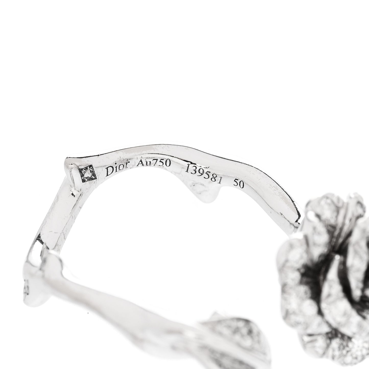 18K White Gold Diamond Small Rose Dior Bagatelle Ring 50 5.25