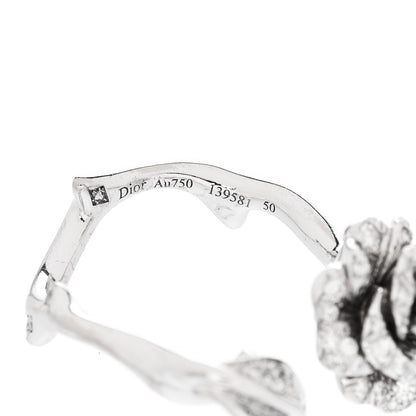 Christian Dior 18K White Gold Diamond Small Rose Dior Bagatelle Ring 50 5.25 5 of 5