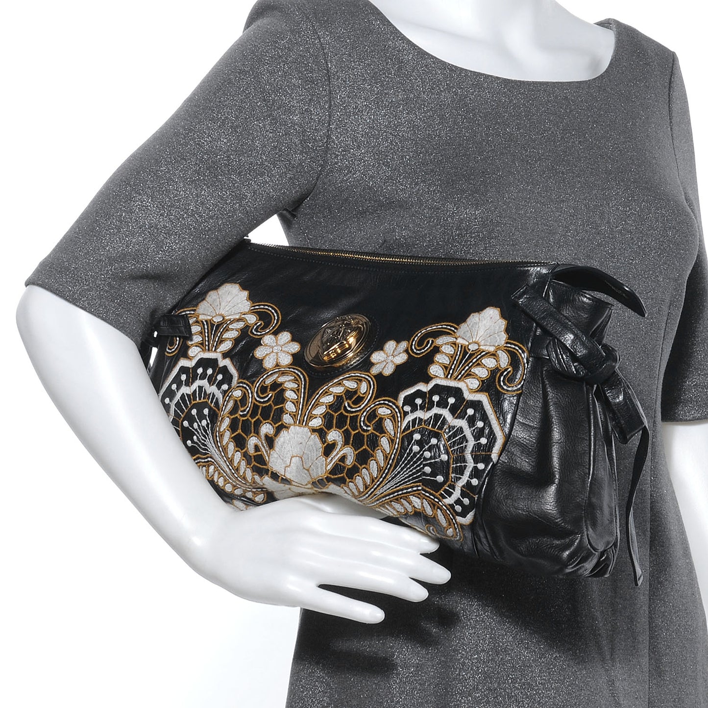 Leather Embroidery Hysteria Large Clutch