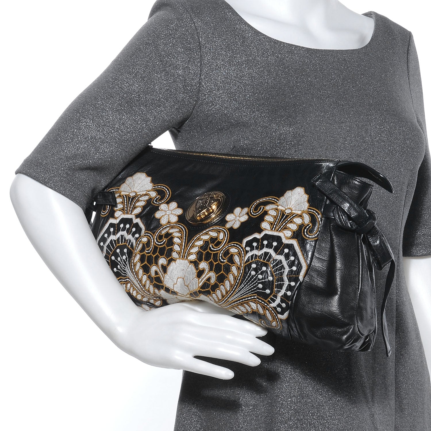 Gucci Leather Embroidery Hysteria Large Clutch 2 of 7