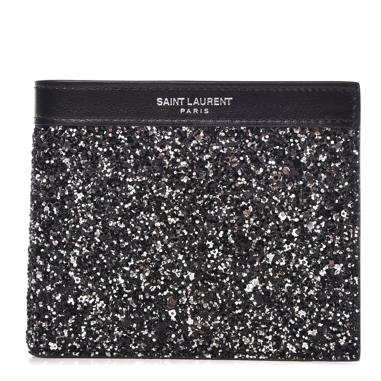 Saint Laurent Calfskin Sequin Bifold Wallet Gunmetal 1 of 8