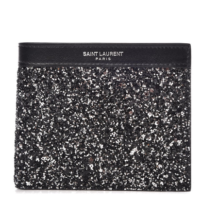 Saint Laurent Calfskin Sequin Bifold Wallet Gunmetal 1 of 8